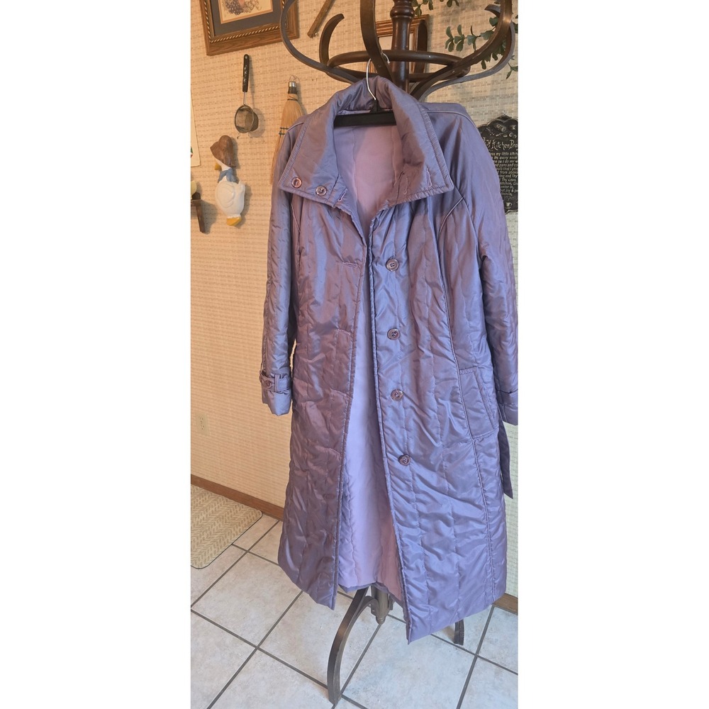 Vintage White Bear St Paul Quilted Long Coat Lavender Thinsulate Made in USA 12
